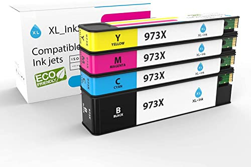 XL-Ink Compatible with HP 973x / HP973x Economy Set of 4 (CMYK: HP L0S07AE, F6T81AE, F6T82AE, F6T83AE. Capacity: 1 x 10,000 Pages, 3 x 7000 Pages).