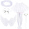 Kavoc 5 disfraces de ángel que incluyen diadema de ángel, falda tutú, alas, calcetines, tenedor para mujeres y niñas, disfraz de Halloween