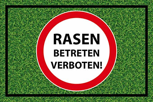 AGDeko® Schild aus Holz 12x18cm Rasen Betreten verboten zum Aufhängen oder Stellen Raum Dekoration
