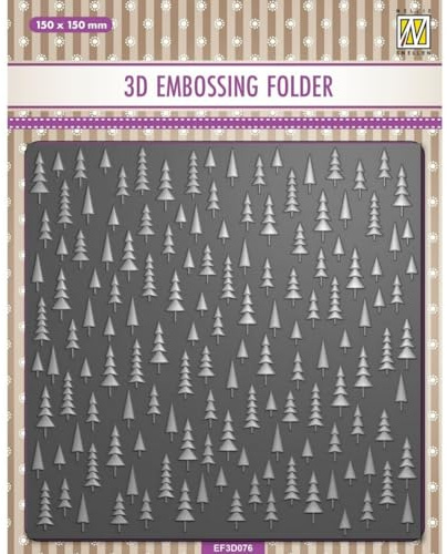 Nellie's Choice 3D Embossing Folder-Christmas Tree 5.9 x 5.9-Card Making Supplies for Journaling, Scrapbooking and Paper Crafts, Silver, 150x150mm