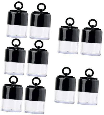 FRCOLOR 10pcs Portable Loose Powder Container with Built Puff Makeup Box for Blusher Body Powder and More for Travel Daily Use Go