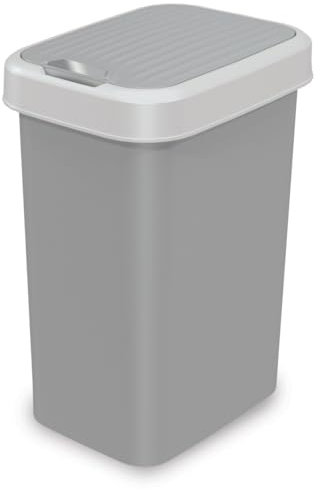 Plana FLIP BIN Mülltonne - mit Öffnung in 2 richtungen - Mülleimer Küche - Abfalleimer Küche mit Deckel (Weiss, 25L)