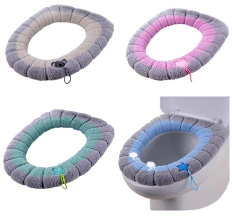 yeemeen Toilettensitzbezug, 4Pcs WC-Sitzwärmer, Toiletten Sitzbezug, WC Sitzbezüge für Universal Toilettensitz, Waschbar, Weich, Bequem und Dehnbar