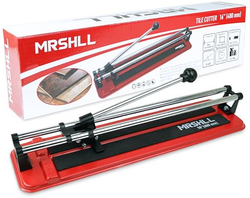 Tagliapiastrelle manuale da 40,6 cm – Tagliapiastrelle in porcellana ceramica con ruota di taglio in carburo di tungsteno indurito – Base antiscivolo – Doppie guide – Leggero con manico ergonomico –