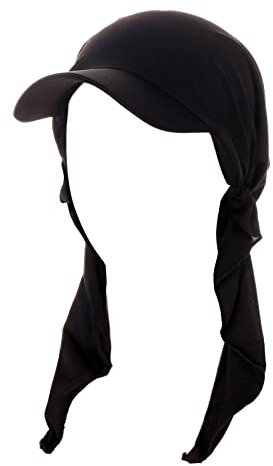 Generic Bandana Cap mit Schleifenbindung Damen - Sonnencap Handmade in Italy - Kopftuch mit Schirm - Visor One Size (54-60 cm) - Sommercap aus Baumwolle - Mütze Frühjahr/Sommer Schwarz Einheitsgröße