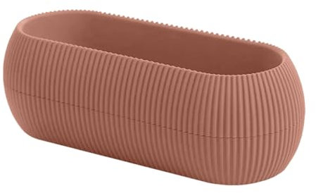 IlGruppone Vasetti Piante Grasse Con Sottobicchiere Integrato Design Moderno Crea La Tua Composizione Varie Misure Colori Vasi Pianta Sottovaso Piantine Vaso Fiori - Terra - Rettangolare 0,55 Litri