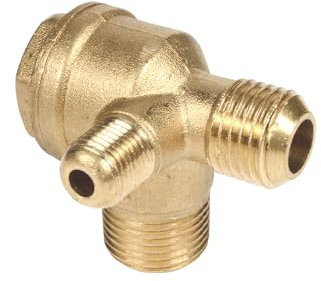 3-Way Air Compressor Check Valve, 90 Degree Non-Return Brass Valve, Male Thread Tube Connector Tool Check Valve Pneumatic Spare Parts (3/8 x 5/9)