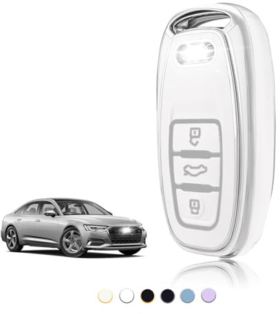 TOOMUME Coque Clé TPU, Etui Clé Étui Clé Adapté pour Audi A1 A2 A3 A4 A5 A6 A7 A8 A4L A6L A8L Q5 Q7 Q8 R8 RS4 RS5 RS6 S4 S5 S6 SQ5 SQ7 TT TTRS, Couvre Clef Cache Cle Voiture Telécommande - Smart Key