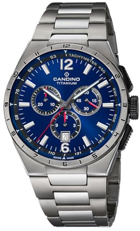 Candino Swiss Herren Analog Uhr Titan Grau - Quarzwerk - Kalender - Saphirglas mit hoher Widerstandsfähigkeit - Wasserdicht 10 ATM C4603/H Titanium