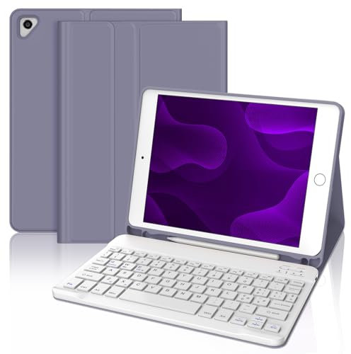 Occtingkind, Tastiera per iPad 9.7 pollici 6/5 Generazione, Custodia con Tastiera per iPad 2017/2018, Air 2, Air 1, Cover con Magnetica Staccabile Bluetooth Keyboard, Italiano Layout, USB C, Viola