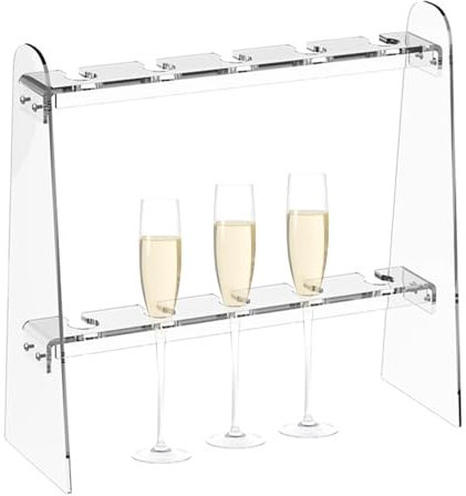Tedious Champagne Stand Holder | Clear Acrylic Champagne Stand with 2 Tiers - Elegant Easy Assembly Decorative Wine Glass Display Shelves with 10 Slots for Wedding, Graduate