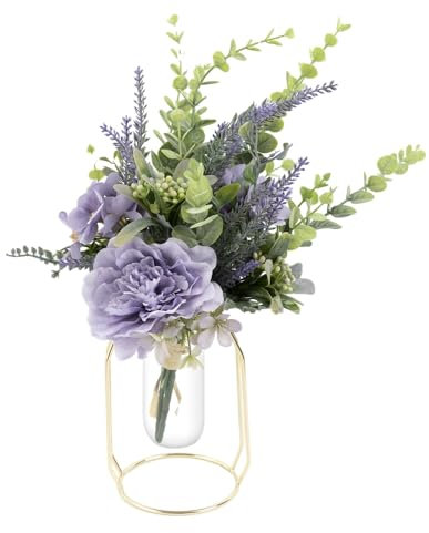 Weldomcor Flores de peonía artificiales, de seda, lavanda, de aspecto real, para manualidades, decoración de bodas, ramos, jardines, fiestas, hoteles, oficinas, centros de mesa, lila