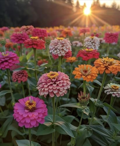 200 Seeds Zinnia elegans Mixed Dahlia Flower Seeds Collection (Dahlia Formula Mixed)