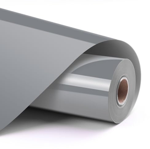 LOKLIK Vinyle Adhésif Permanent Brillant - Argenté Gris Silver - 30,5 x 180 cm - Résistant à l’Eau et aux UV - Idéal pour Verre, Métal, Céramique, Plastique - Compatible Cricut, Silhouette