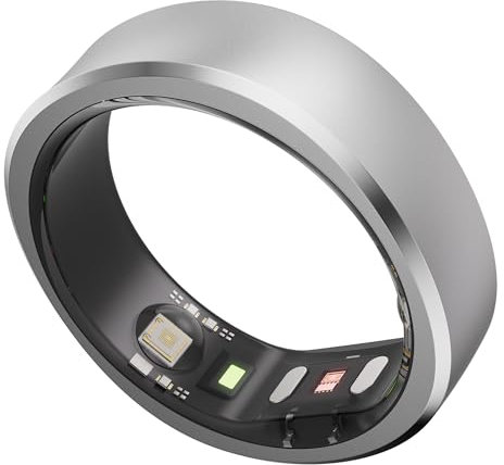 RingConn Gen 1, Smart Ring für Frauen/Herren, ohne App-Abonnement, Size First mit Größenkit, 7 Tage Akkulaufzeit, Fitness- und Schlaftracker, kompatibel mit iOS & Android (Silber, Größe 12)