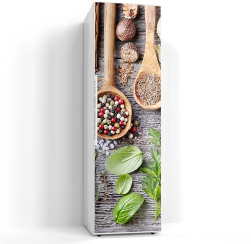 DEQORI Magnetfolie für Kühlschrank 60x200 cm | Motiv Dekorierte Kochlöffel | dekorative Magnetmatte Gefrierschrank Schutz | Magnet Deko-Folie selbstklebend, magnetisch & wasserabweisend