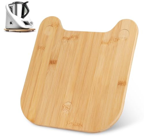 Planche Coulissante pour Thermomix TM5 TM6 en Bambou de 1,5 cm d'épaisseur avec Roulettes à billes et pieds en Caoutchouc Amortissants – Plan de Travail non Endommagé