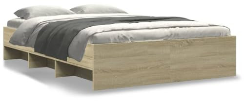 Somanki Bettgestell Sonoma-Eiche 135x190 cm Holzwerkstoff, Bett, Bed Frame, Bettrahmen, Bett Gestell, Bett Rahmengestell, Schlafzimmer Bett - 3295690