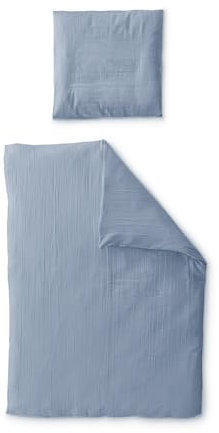 Ehrenkind® Bettwäsche-Set Renforcé | 100% Bio-Baumwolle | Standard 100 by Oeko-TEX | 200x135cm + 80x80cm Jeansblau | Bettwäsche 135x200