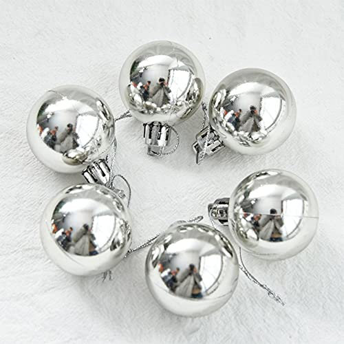 Weihnachtskugeln 6 Teiliges Christbaumkugeln Galvanisiert Weihnachtsbaum Dekoration Set Baumkugeln Herbstdeko Innen Christmas Decorations Glänzend für Baum Fall Decor Innen und Draußen Silber