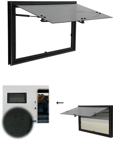 Finestra di esposizione, 700 x 450 mm, per roulotte, finestre E4, camper a 85°, con zanzariera e tenda avvolgibile, finestra laterale esterna, per roulotte, furgoni e camper