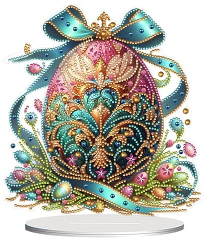 DISDADA DIY 5D Diamond Painting Ostern Aufsteller, Diamant Malerei Tischdeko Kunst Set, für AnfäNger Hausgeschenk Familie Deko Geschenk (B)