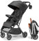 Bombi Bebee V2 leichter Kinderwagen – erstklassiges veganes Leder, einhändig faltbar, unendliche Neigung, Rahmen aus Flugzeugaluminium, XXL-Baldachin und reichlich Stauraum – Onyx