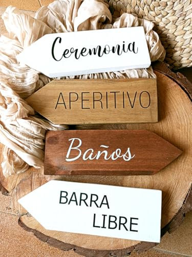 Lote de Señales Decorativas para Boda o Fincas, Letreros de Boda, Carteles de Boda, Señales para Boda Personalizadas