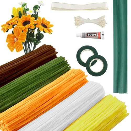 GENHH Set de Limpiapipas Flores, 400 Piezas Limpiapipas Manualidades, Limpiapipas Alambres de Chenilla Alambre Limpia Pipas Multicolor para Regalos Artesanales Decoración del Hogar(Marrón 5 Colores)