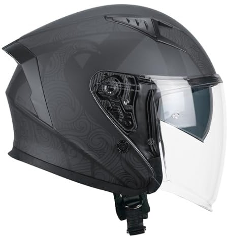 CGM Casco open face, 127S DEEP RUNE Nero Grafite opaco, M (57-58cm)