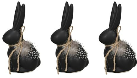 Posiwio 3tlg. Dekohase Feather schwarz H13cm Osterhasemit Feder Osterdekoration modern