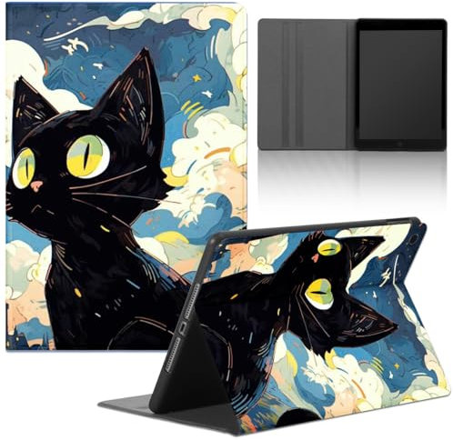 Tablet Coque pour iPad 10,2 iPad 9ème/8ème/7ème Génération 2021/2020/2019, Étui avec Mignon Cartoon Anime Chat Cat Dessin Motif PU Cuir Flip Housse Support Étui de Protection TPU Tablet Cover,Mignon