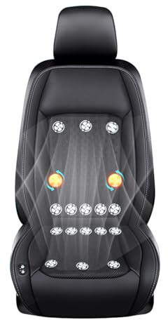 Edeodi Cooling Car Seat Cover Front Seat, 12V-24V Ventilated Cooling Car Seat Cushion with Massage, Cooled Seat Cover for Car SUV Truck Universal Fit, 1Pcs (16 Fan Black)