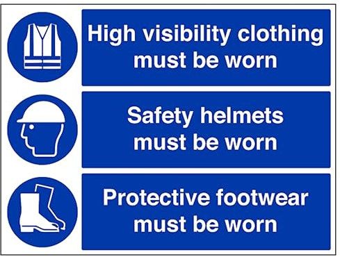 V Safety Safety Helmets/High Vis/Protective Footwear 600 x 450 mm - 3mm Aluminium Composite Safety Sign