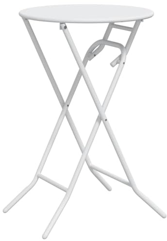 vidaXL Gartentisch Weiß 50 x 50 x 72 cm Metall, Moderner runder Gartentisch, stabil, faltbar, platzsparend für Terrasse und Garten