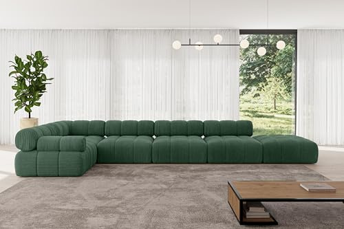 ALTDECOR Modulares Sofa Ecksofa in L-Form Corner modular Sofa Eckcouch Couch Wohnlandschaft Cauchsofa Polstersofa Felto-L3-475x190x70 cm Grün
