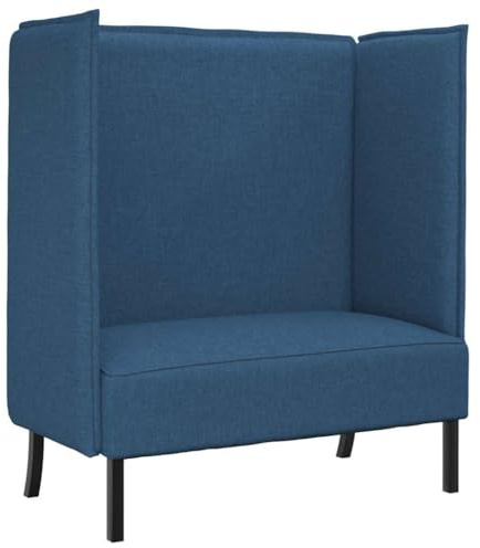 vidaXL Hoher Rücken Sofa 101cm Blau Stoff, Moderner, langlebiger 2-Sitzer Sofa, minimalistischer Hochlehner, platzsparendes Möbel für Büro und Empfangsbereiche