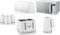 Swan Serenity White 1.7L 3KW Kettle, 4 Slice Toaster, Bread Bin, Canisters and 20L 800W Digital Microwave SM4421WHT. Contemporary Design Matching Swan Kitchen Set of 7 in Matt White Finish