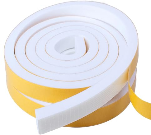 Dichtungsband Selbstklebend für Türen Fenster, 20mm(B) x10mm(D)/4m(L) Türdichtung Selbstklebendes Fensterdichtung Gummi Schaum Siegel Anti-Kollision Streifen Schalldämmung Dichtungsband Weiß