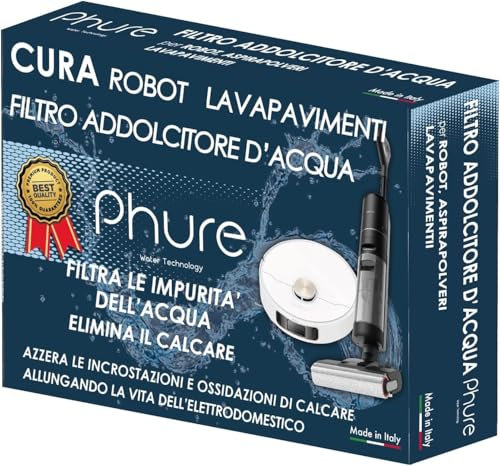 PHURE CURA ROBOT Filtro Universale Addolcitore Anticalcare per Robot Lavapavimenti, 6 Mesi di Protezione, Elimina Impurità e Calcare