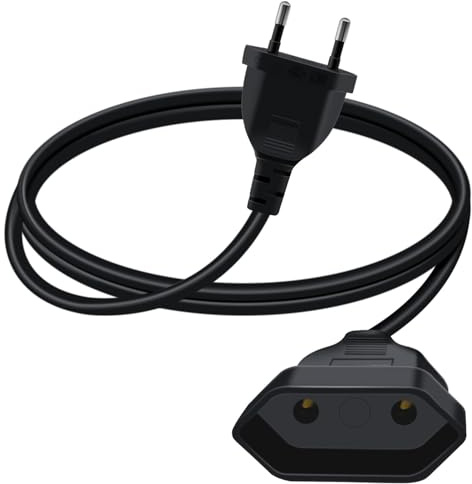 YINGAYOU Prolunga Elettrica Europea 2.5A 250V 625W Cavo Prolunga con Spina Europea 2x0.75 mm², per Elettrodomestici, Lampada, TV, PC (Nero, 1 m)