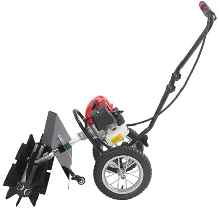 2 Takt Schneefeger, 43CC Kehrmaschine, 1.7hp MotorbesenSchneefräse, Benzin Motorbesen Schnee Sweeper für Kunstrasen, Naturrasen, Gehwege