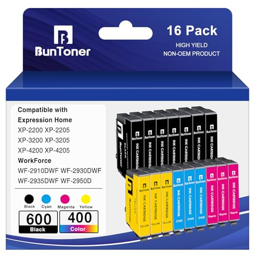 BunToner Kompatibel für Epson 604XL Patronen für Epson XP 3200 Druckerpatronen für XP 2205 XP 4200 XP 3205 XP 4205 Workforce WF-2910 WF-2930 WF-2935 WF-2950 (16er-Pack)
