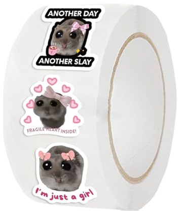 Aufkleber Trauriger Hamster – 500 Stück Hamster-Aufkleber, lustige Tier-Meme-Aufkleber, Scrapbook-Zubehör, Wasserflaschen-Aufkleber, 10 Muster, Laptop, Skateboard, Vinyl