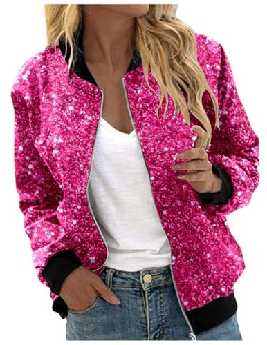 Hsternexy Blouson Veste de baseball pour femme - Veste d'été élégante - Veste bomber vintage des années 80 - Veste de pilote - Veste de motard légère - Veste courte pour femme