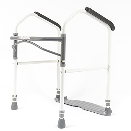 HOMECRAFT Buckingham Foldaway Toilet Support Frame – Adjustable Bathroom Safety Aid with Padded Grab Bars – Folding Support Rail for Elderly, Disabled & Limited Mobility Users