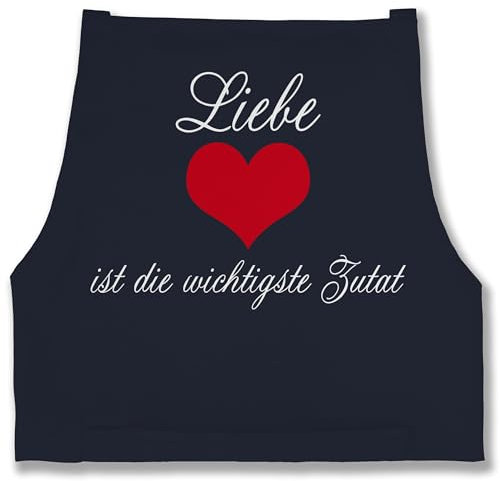 Shirtracer Schürze - Kochschürze - Erwachsene - Liebe ist die wichtigste Zutat I Geschenk Kochen I Hobbyköche - 85x69 - Navy Blau - partnerschürze küchenschürze koch paar männerschürzen
