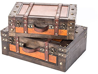 Trademark Innovations Dekorative Koffer aus Holz im Vintage-Stil, 2er-Set