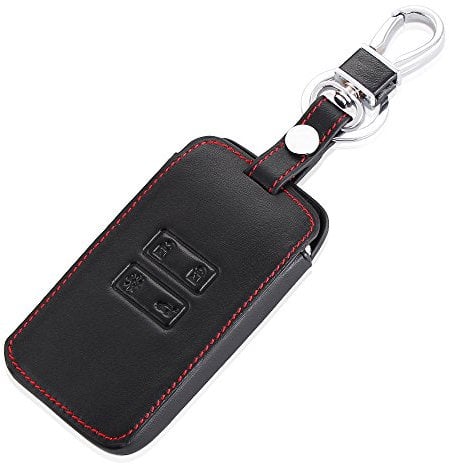 Happyit Cas de Couverture de Clé de Voiture en Cuir Porte-clés pour Renault Kadjar Accessoires de Protection de la Peau à 4 Boutons (Rouge)