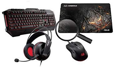 ASUS Cerberus Gaming Bundle, Keyboard, Headset, Optical Mouse, Mouse Pad, Gaming Peripherals Bundle Kit